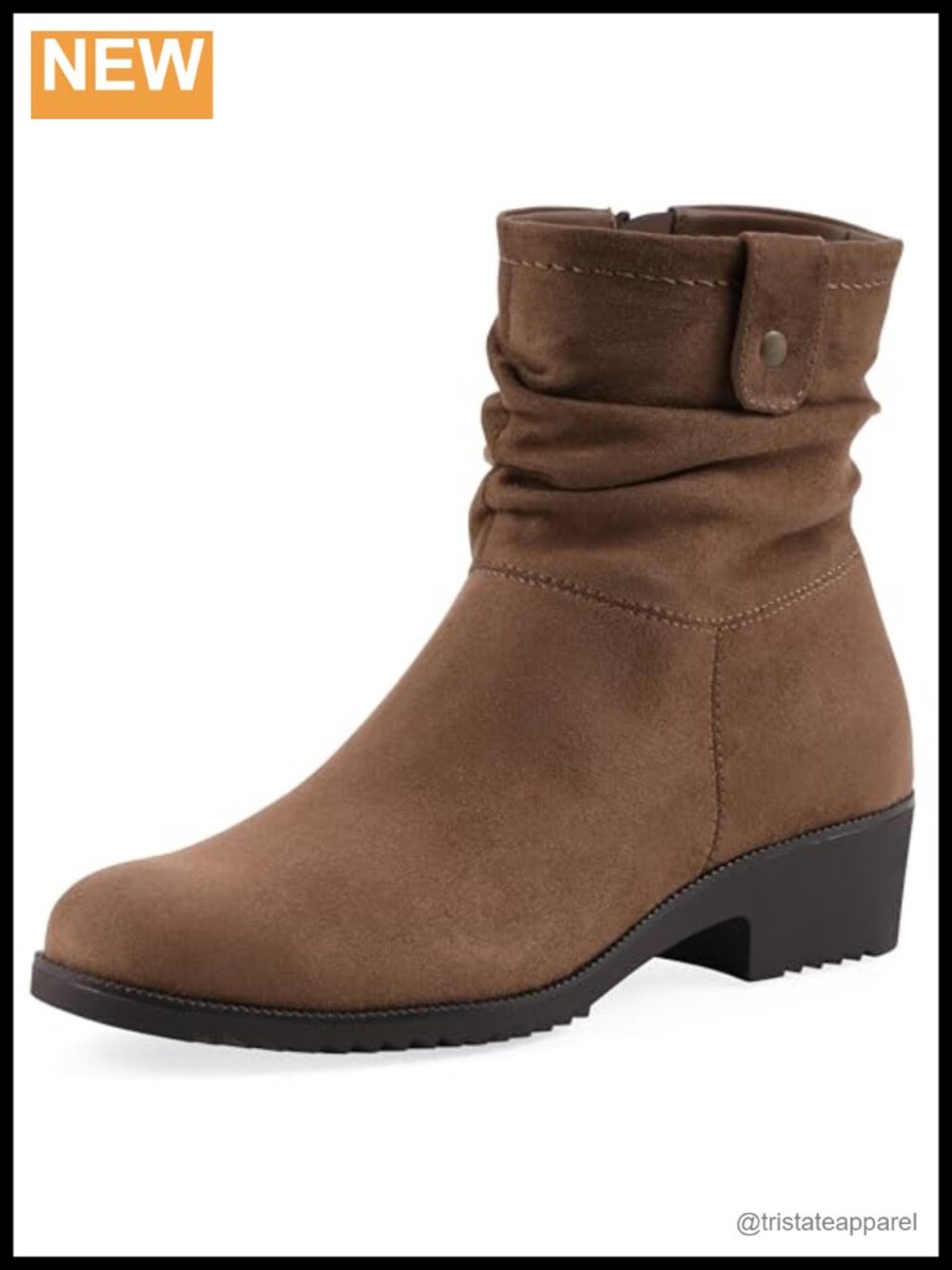 Ruched Ankle Booties Cushioned Insole Round Toe Zip
